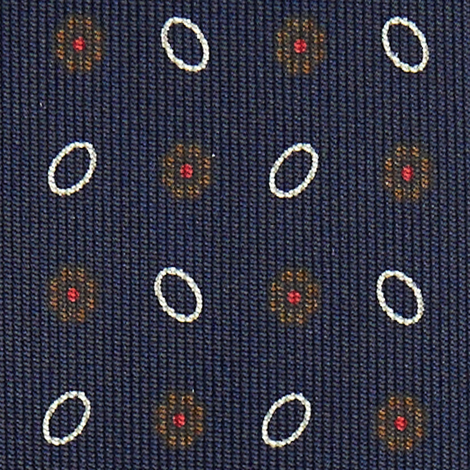 Dark Blue Sartorial Classic Silk Tie - Small Flower Pattern – E