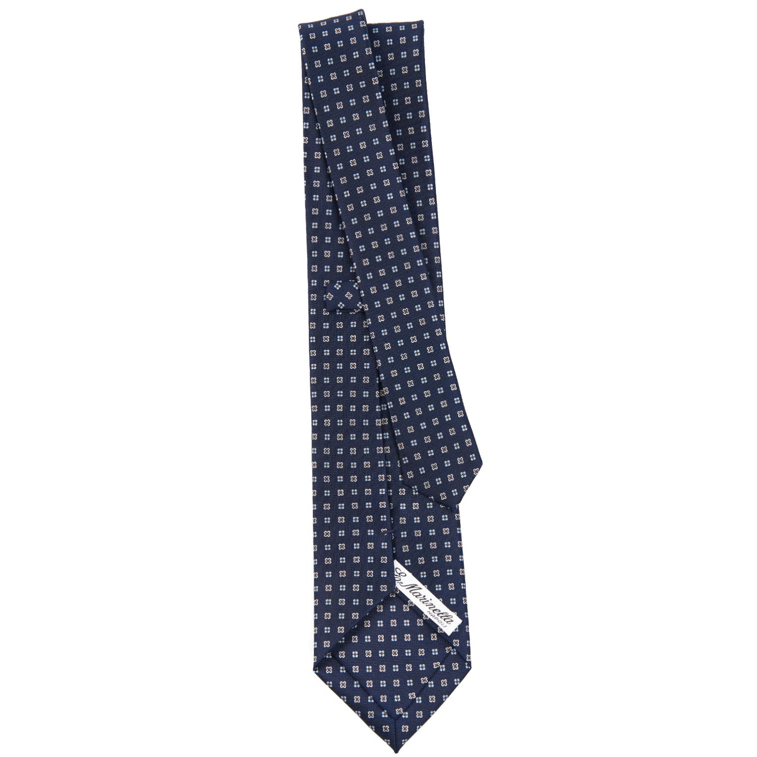 Dark Blue Sartorial Classic Silk Tie - Small Flower Pattern – E