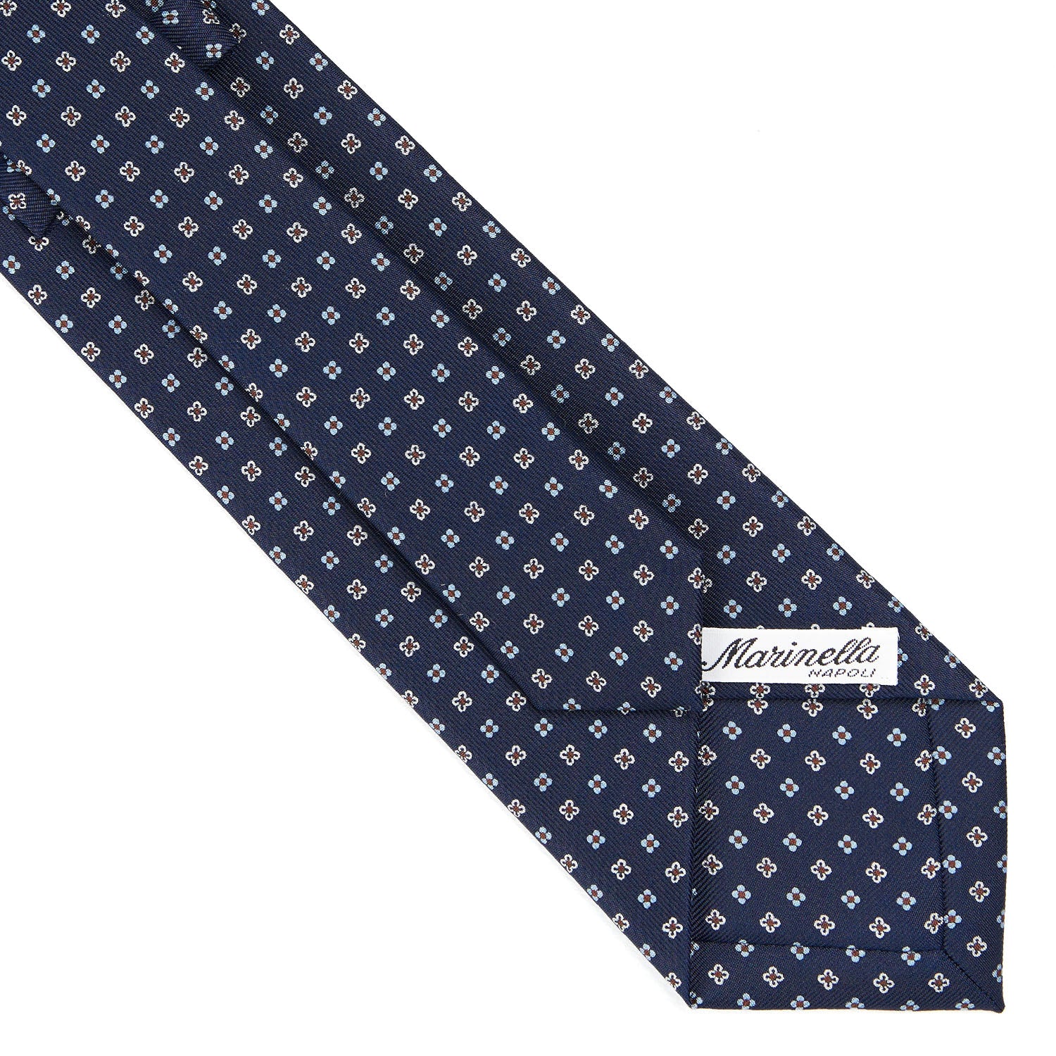 小物 E.Marinella Dark Blue Sartorial Classic Silk Tie - Small Flower Pattern – E