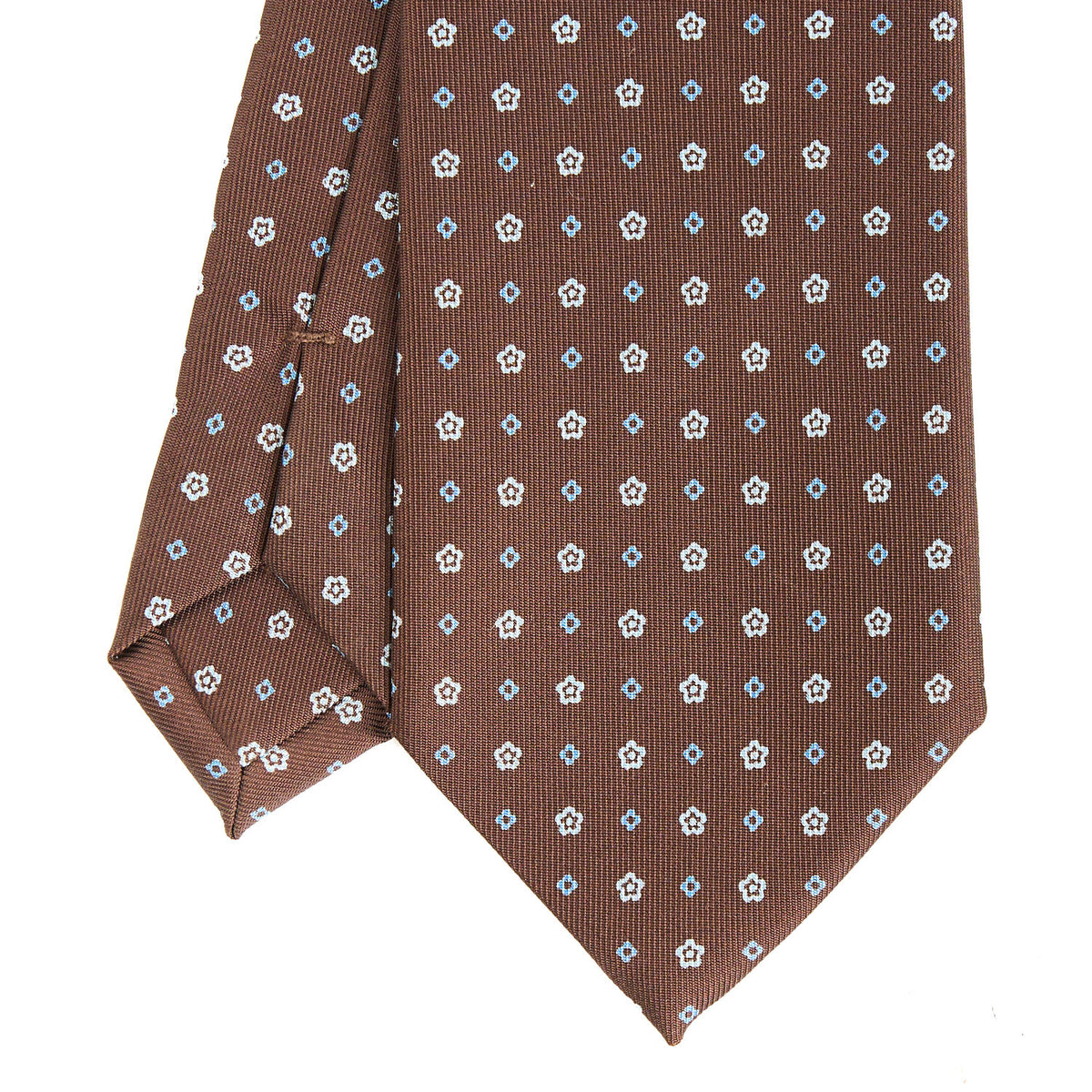 Dark Brown Classic Silk Tie - Small Flower Pattern – E.Marinella