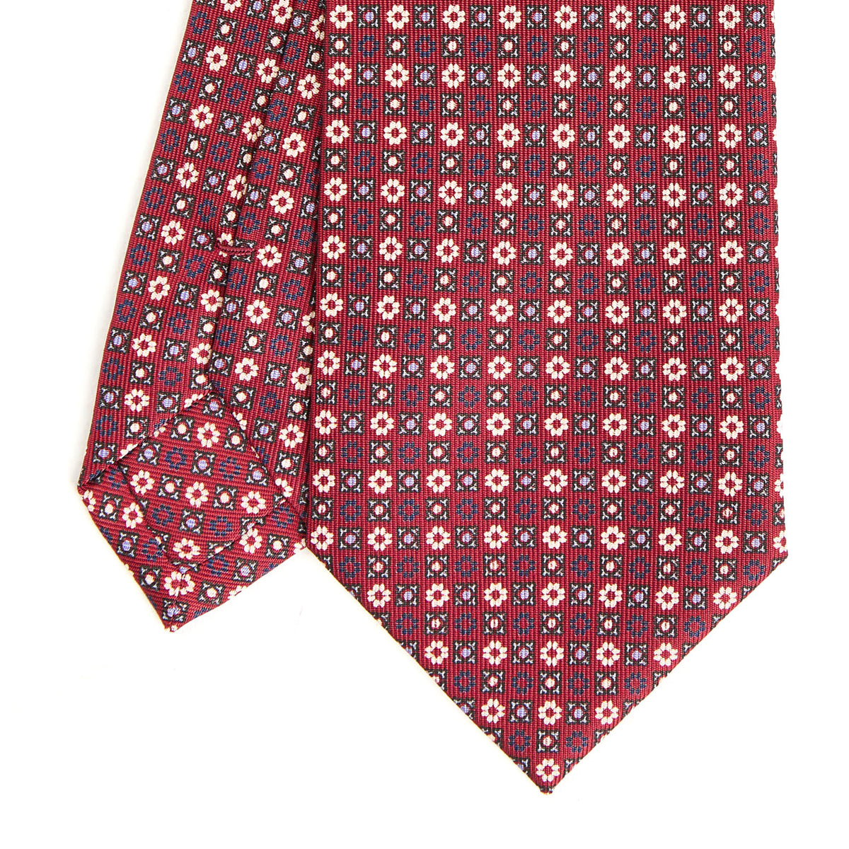 Burgundy Classic Silk Tie - Small Flower Pattern – E.Marinella