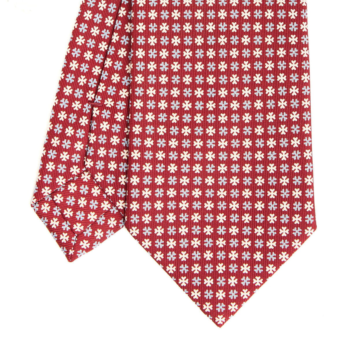 Burgundy Sartorial Printed Silk Tie - Small Flower Pattern – E.Marinella