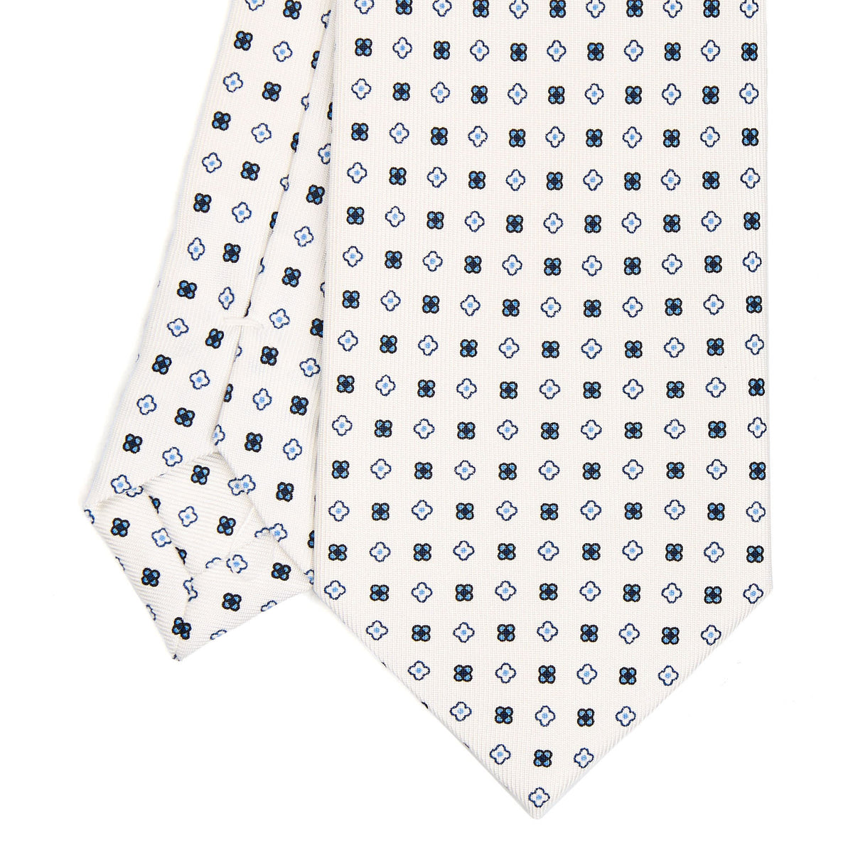 White Sartorial Classic Silk Tie - Small Flower Pattern – E.Marinella