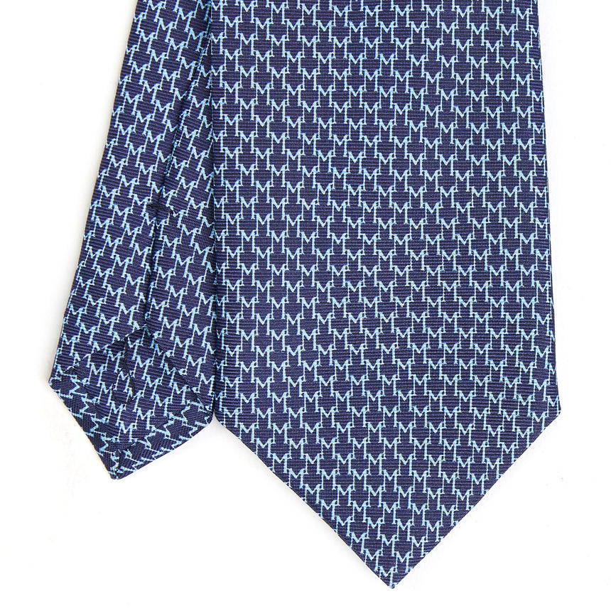 DARK BLUE SARTORIAL PRINTED SILK TIE