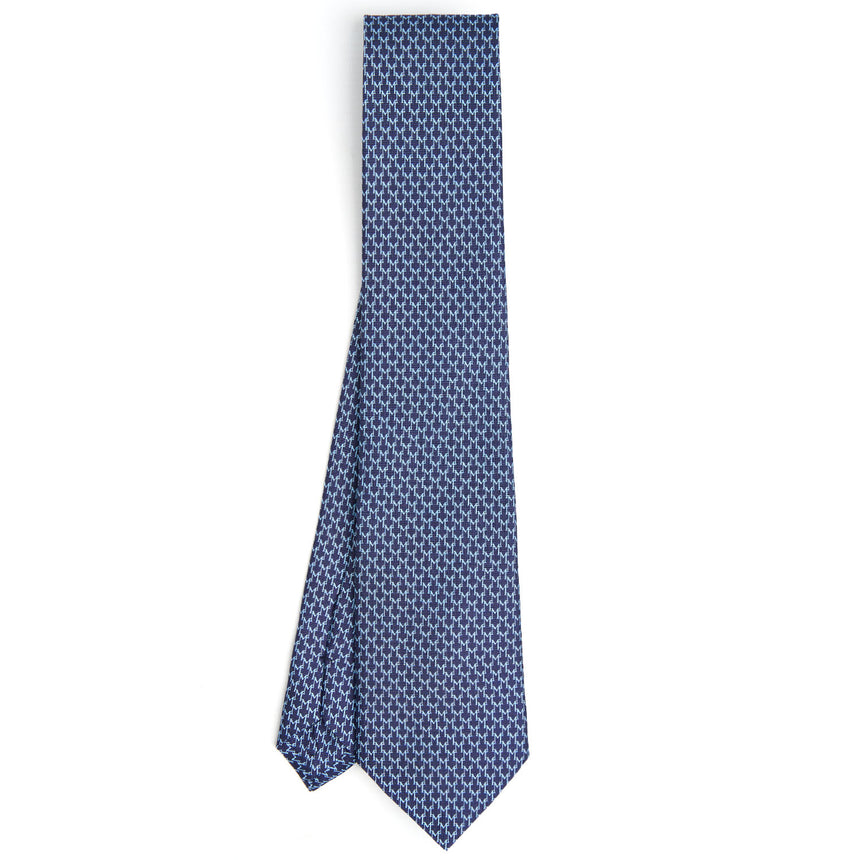 DARK BLUE SARTORIAL PRINTED SILK TIE