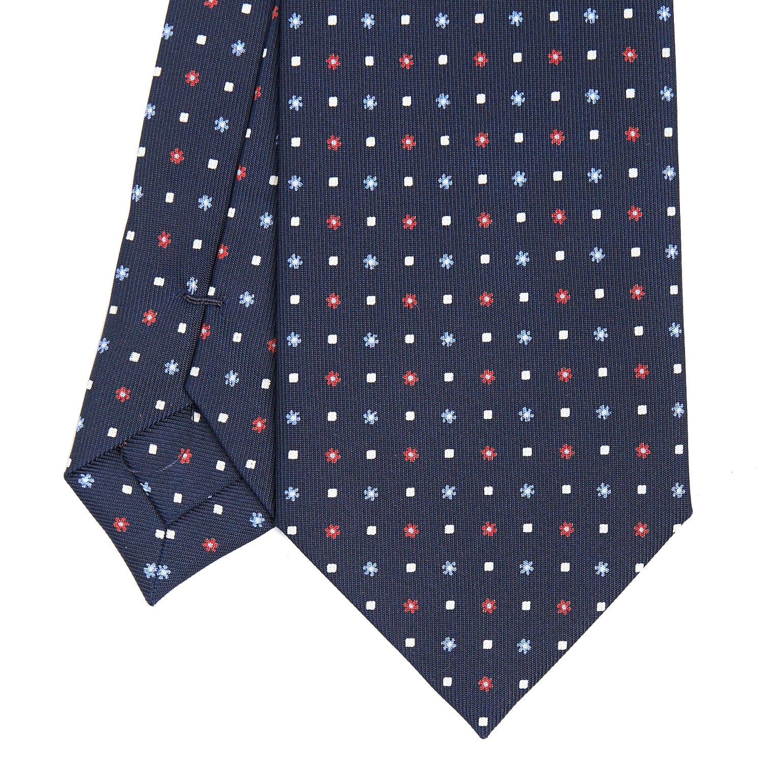 Dark Blue Classic Silk Tie - Small Flower Pattern – E.Marinella