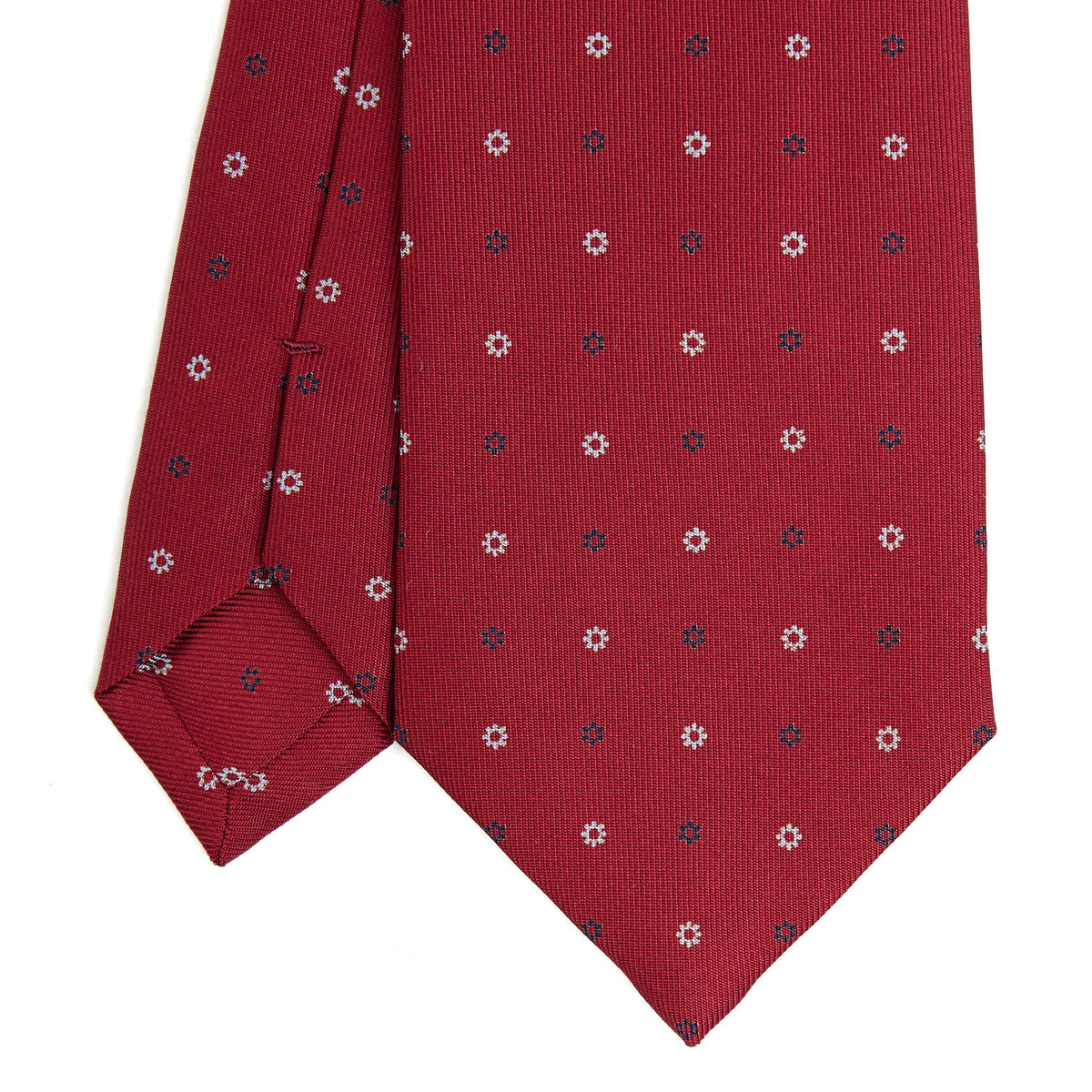 Burgundy Classic Silk Tie - Small Flower Pattern – E.Marinella