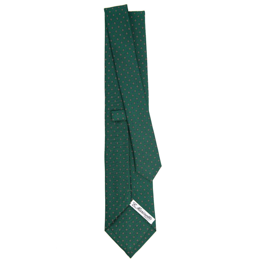 dark_green_blclassic_silk_tie_small_flower_pattern_full_back_view