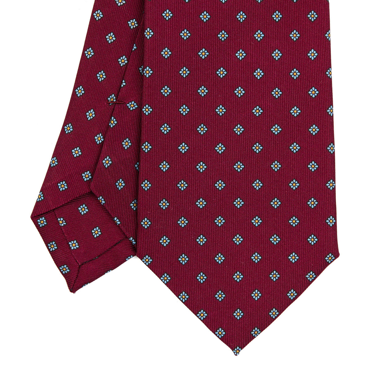 Burgundy Classic Silk Tie - Small Flower Pattern – E.Marinella