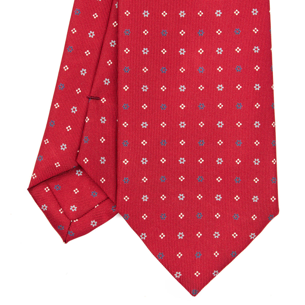 Burgundy Classic Silk Tie - Small Flower Pattern – E.Marinella