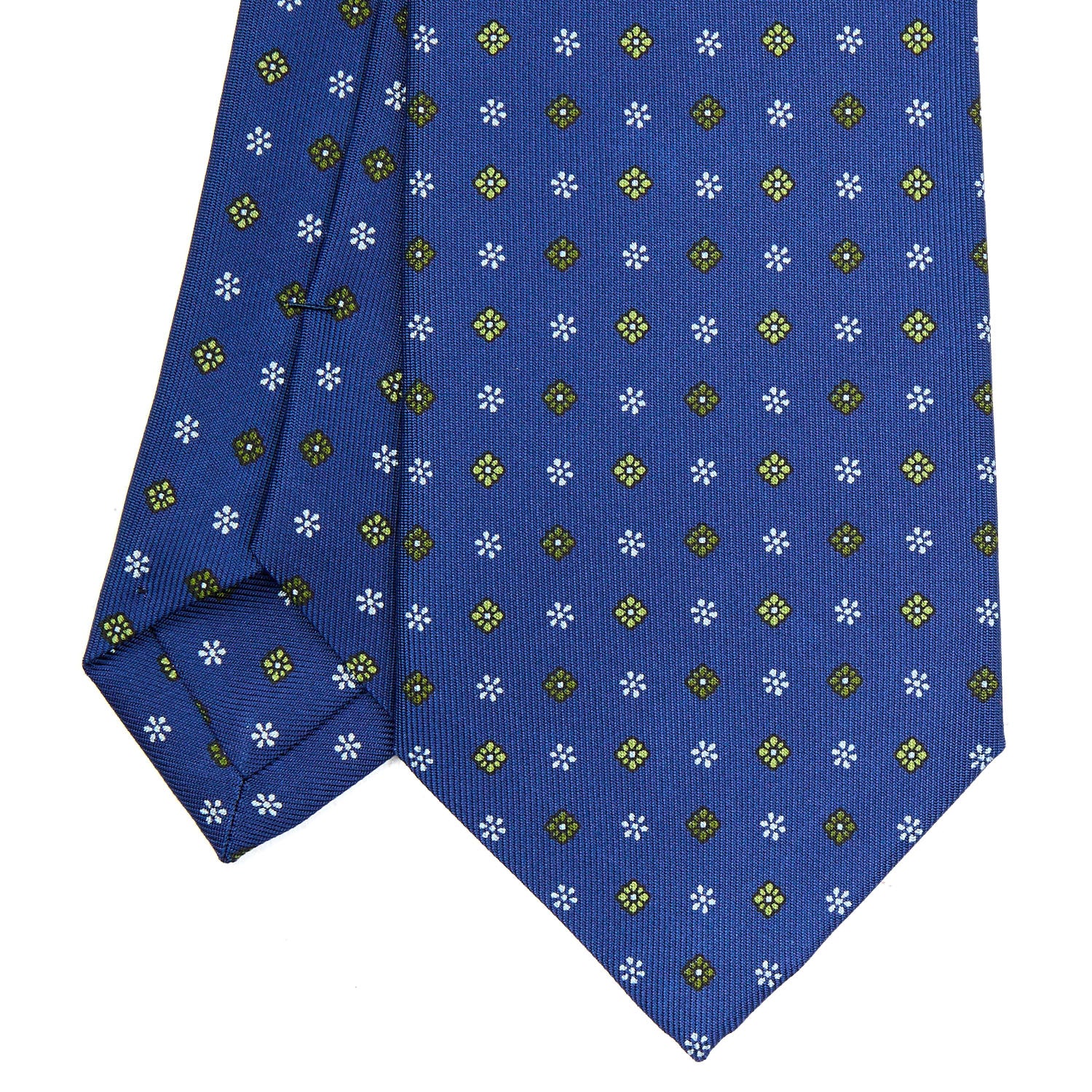 Dark Blue Silk Ascot Tie - Small Flower Pattern – E.Marinella