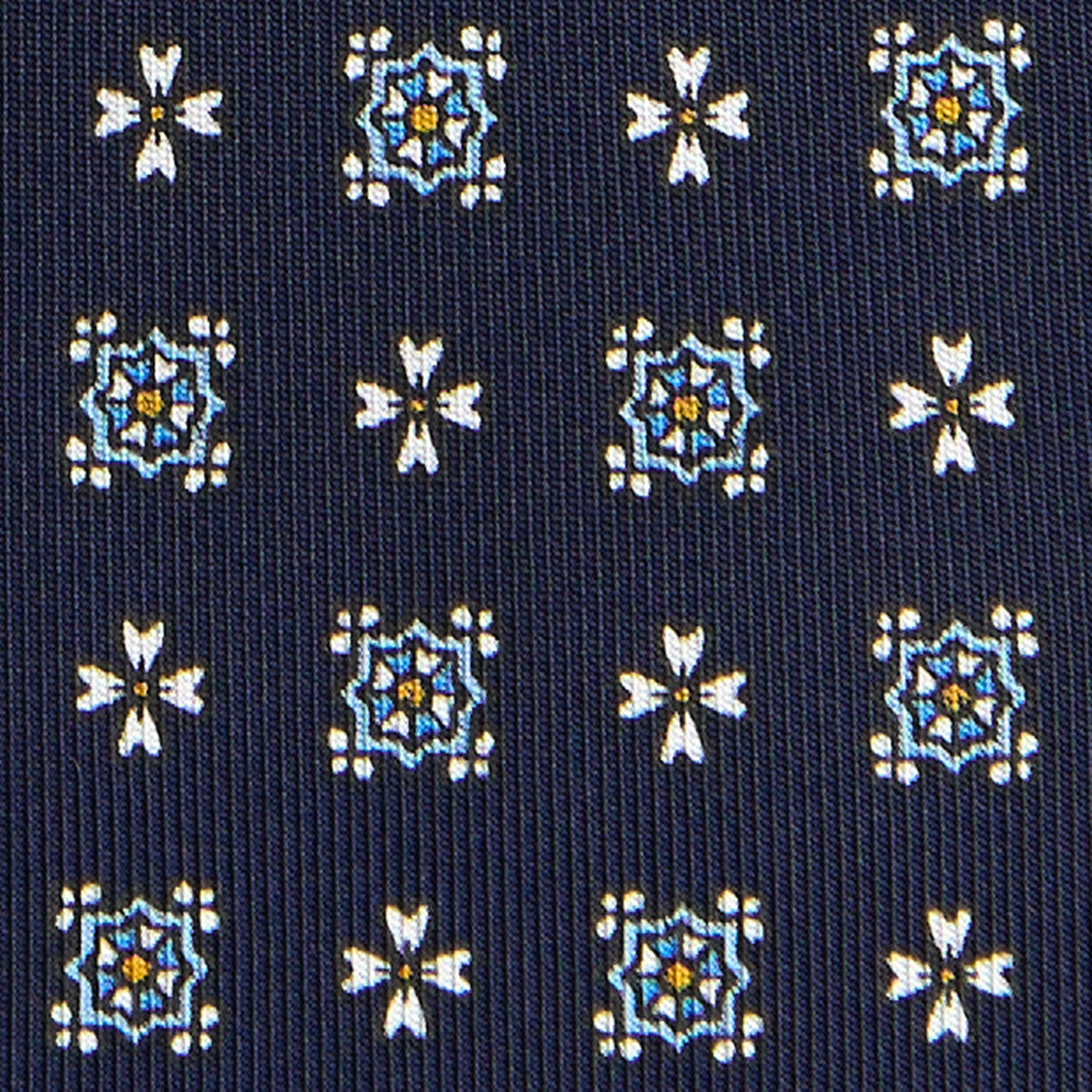 dark_blue_sartorial_classic_silk_tie_small_flower_pattern_full_front_view