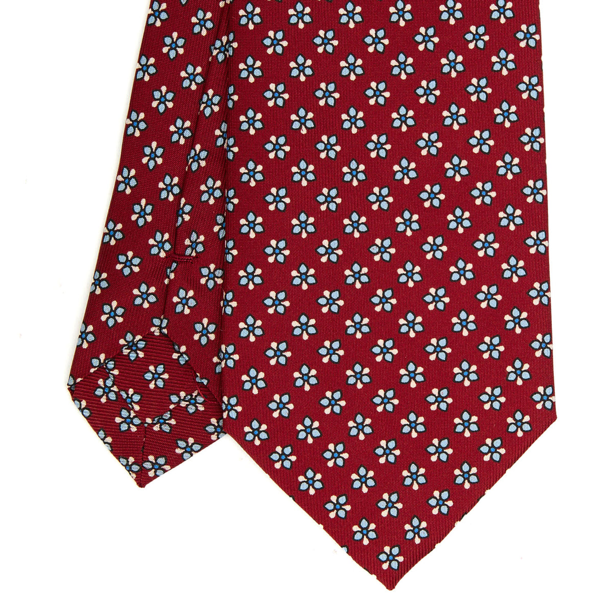 Burgundy Classic Silk Tie - Small Flower Pattern – E.Marinella