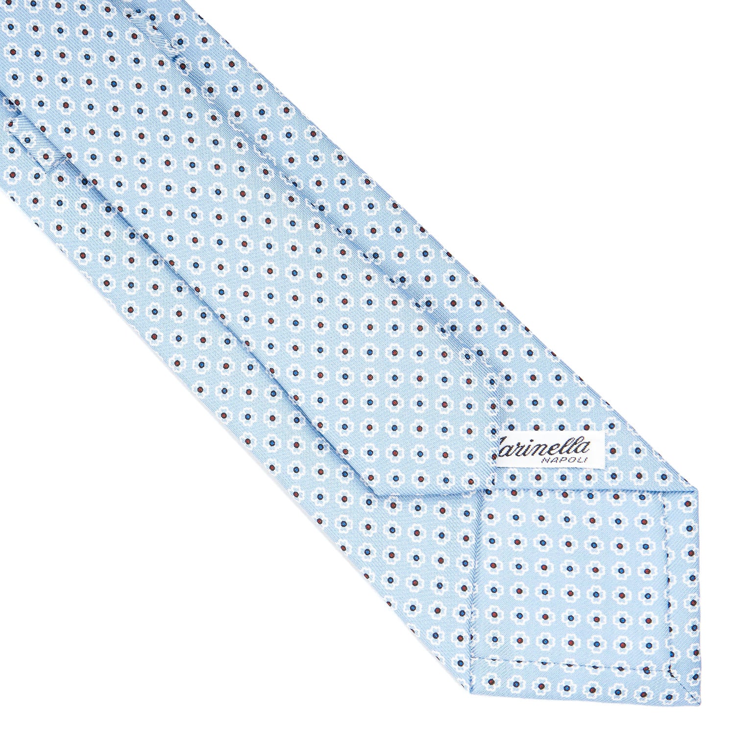 Light Blue Sartorial Classic Silk Tie - Small Flower Pattern – E