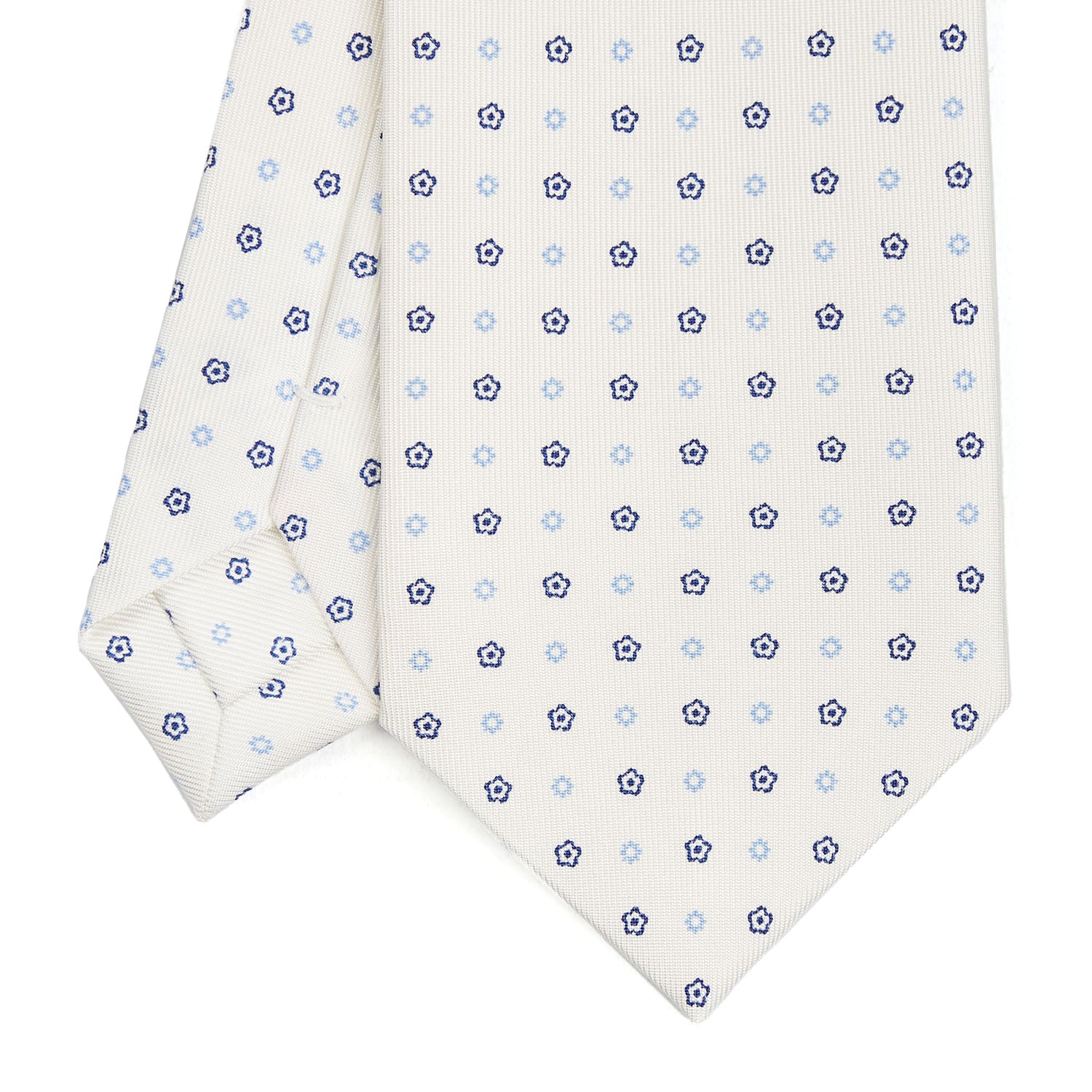 White Sartorial Classic Silk Tie - Small Flower Pattern – E.Marinella