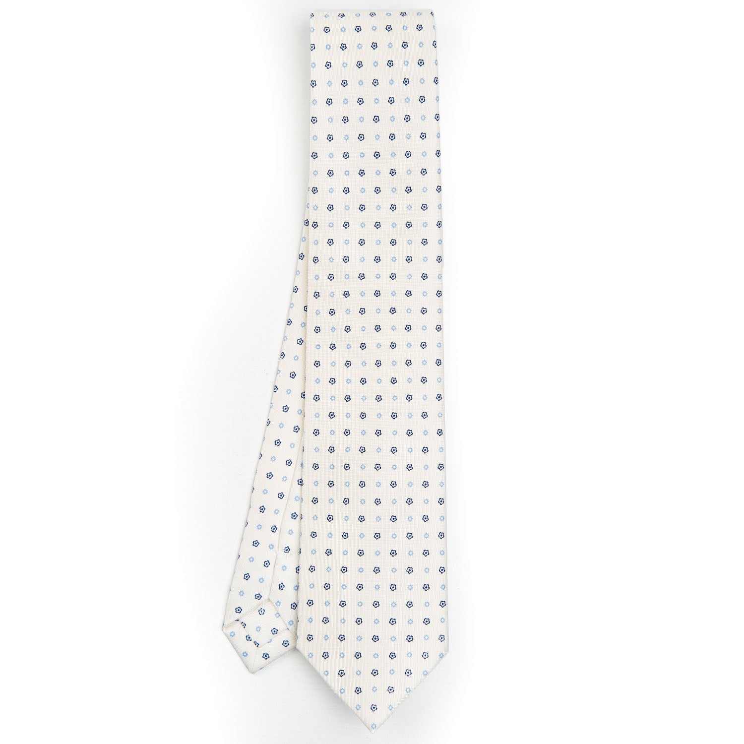 White Sartorial Classic Silk Tie - Small Flower Pattern – E.Marinella