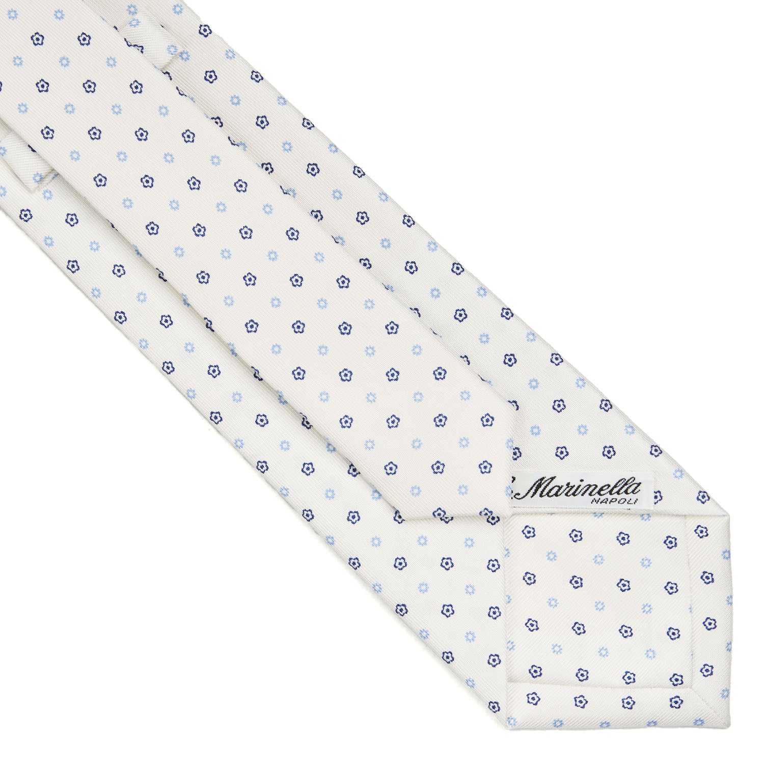 White Sartorial Classic Silk Tie - Small Flower Pattern – E.Marinella
