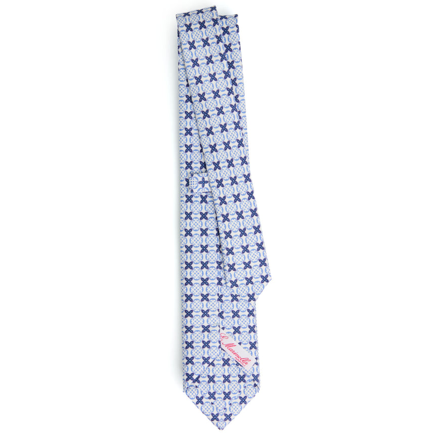 LIGHT BLUE CLASSIC LADY PRINTED SILK TIE