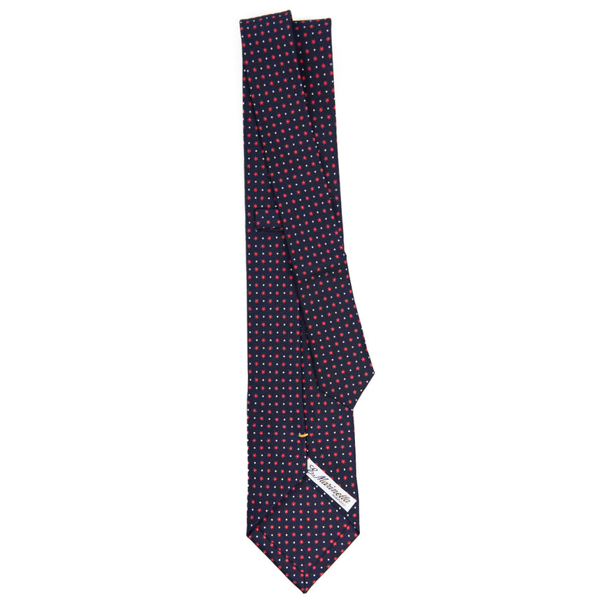 dark_blue_extra_long_sartorial_silk_tie_small_flower_pattern_full_back_view