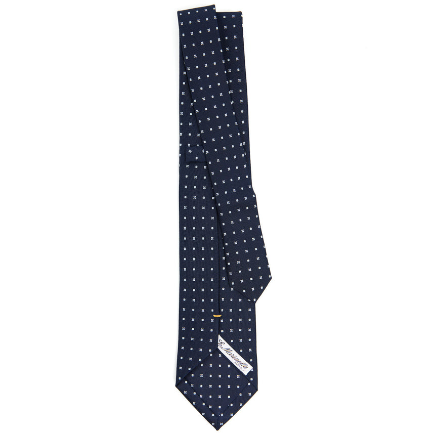 dark_blue_extra_long_sartorial_silk_tie_small_flower_pattern_full_back_view
