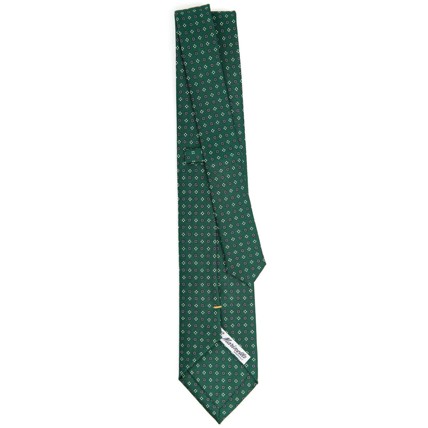 dark_green_extra_long_sartorial_silk_tie_small_flower_pattern_full_back_view
