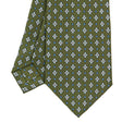 Olive Green Extra Long Sartorial Silk Tie - Small Flower Pattern