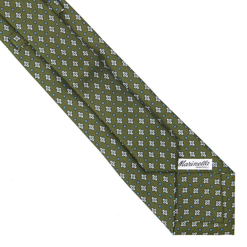CRAVATTA SARTORIALE EXTRA LONG IN SETA VERDE OLIVA