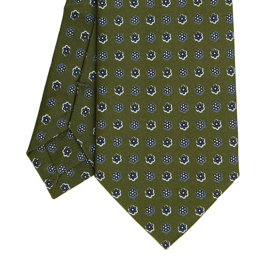 CRAVATTA SARTORIALE EXTRA LONG IN SETA VERDE OLIVA