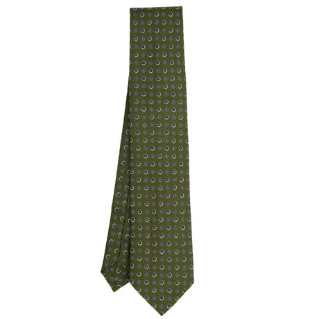 olive_green_extra_long_sartorial_silk_tie_small_flower_pattern_full_front_view
