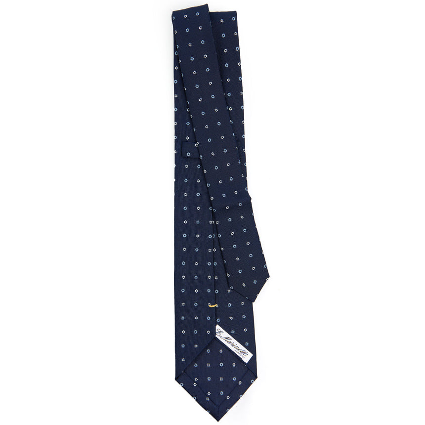 dark_blue_extra_long_sartorial_silk_tie_small_flower_pattern_full_back_view