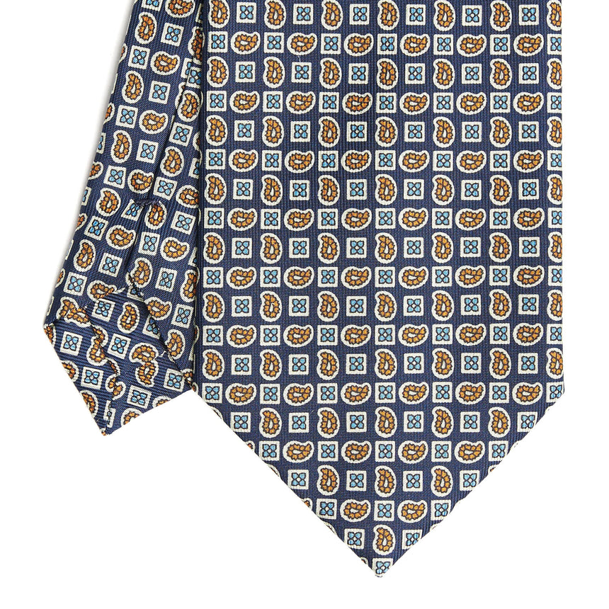 CRAVATTA SARTORIALE EXTRA LONG IN SETA BLU SCURO
