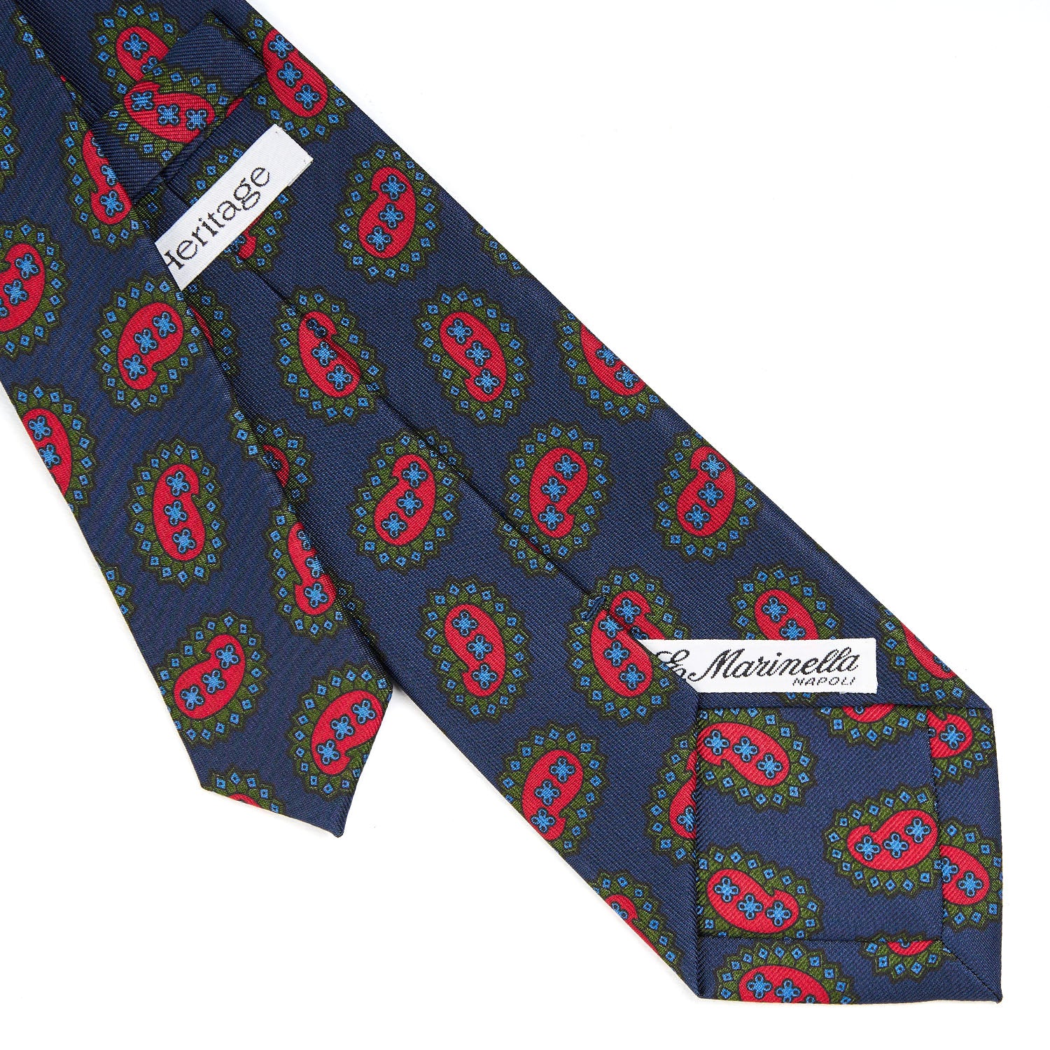 Dark Blue Heritage Collection Silk Tie - Large Flower