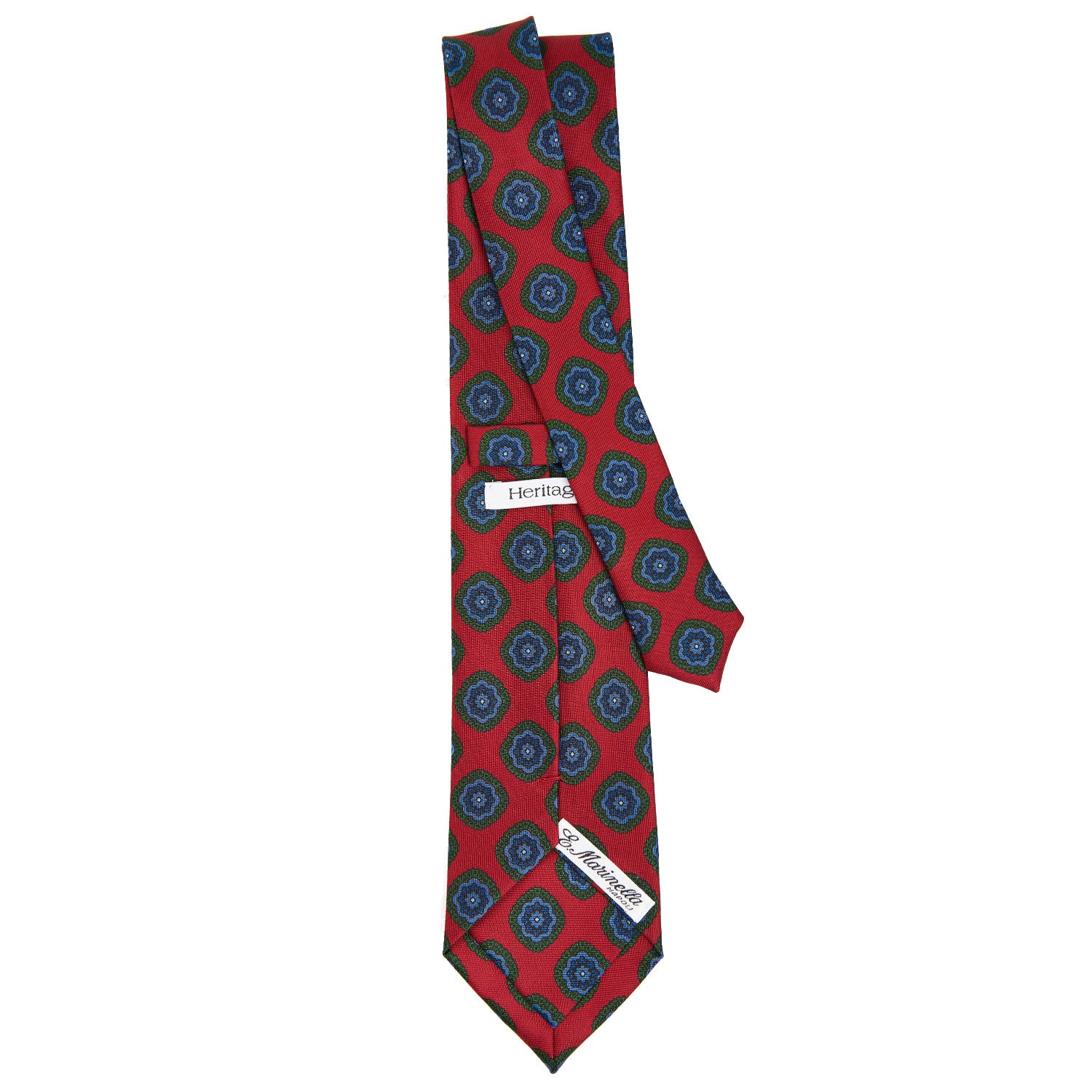 E. Marinella バーガンディ 花柄 ネクタイ Burgundy Heritage Collection Silk Tie - Large Flower Pattern – E