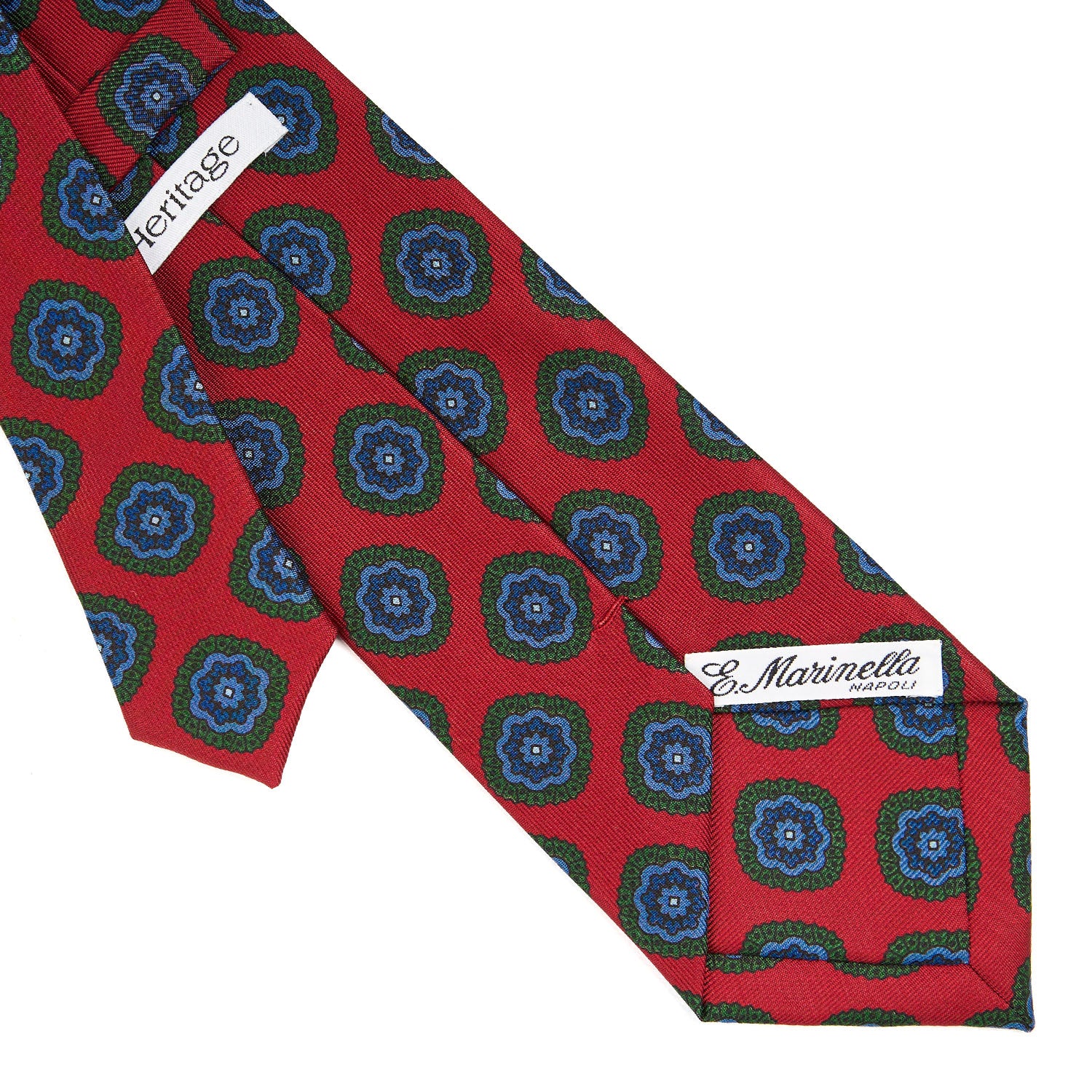 E. Marinella バーガンディ 花柄 ネクタイ Burgundy Heritage Collection Silk Tie - Large Flower Pattern – E