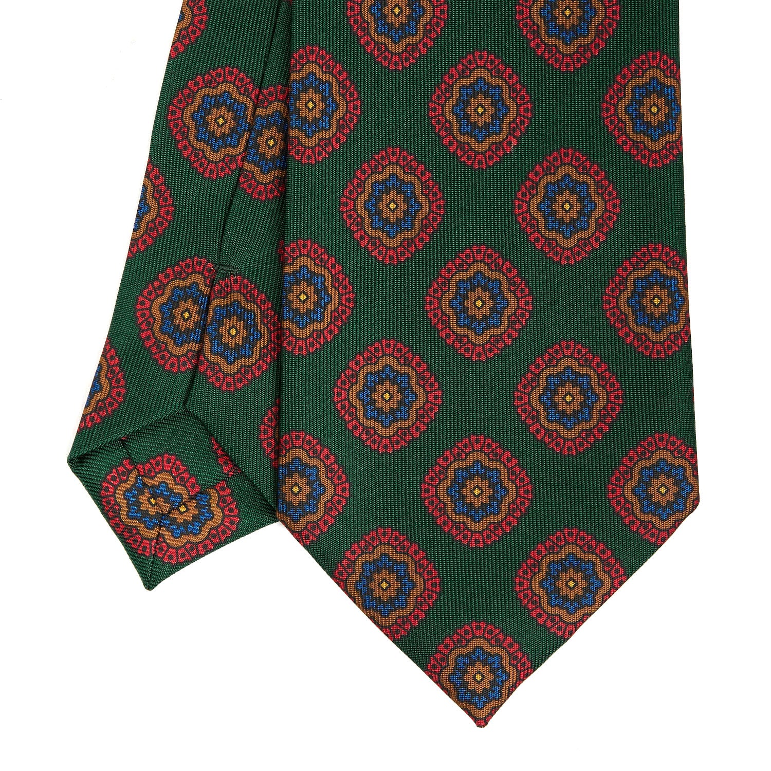 Dark Green Heritage Collection Silk Tie - Large Flower Pattern – E