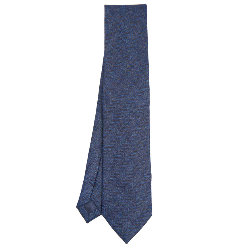 BLUE SARTORIAL LINEN AND COTTON TIE