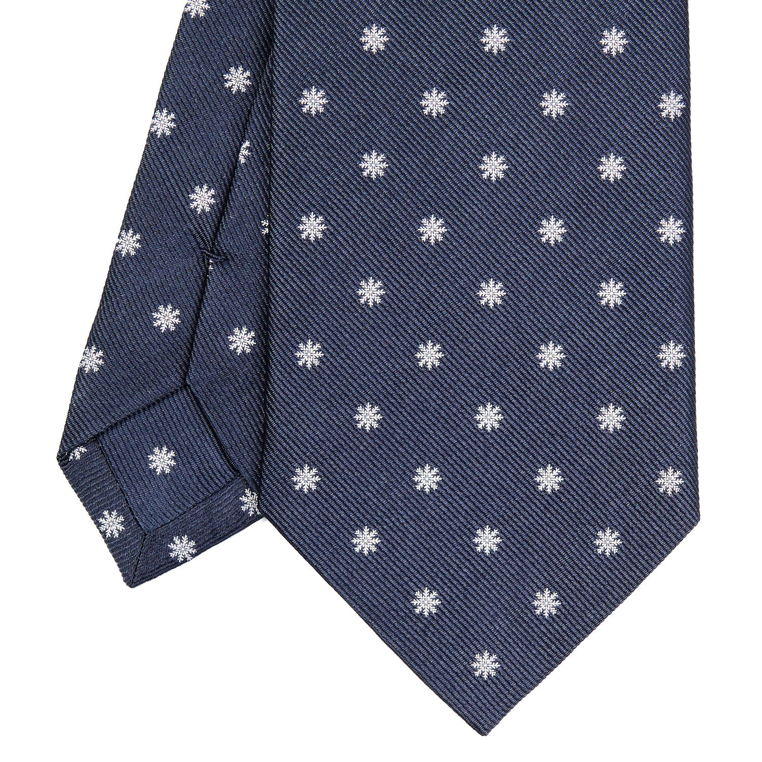 Blue Jacquard Silk Tie With Snowflake – E.Marinella