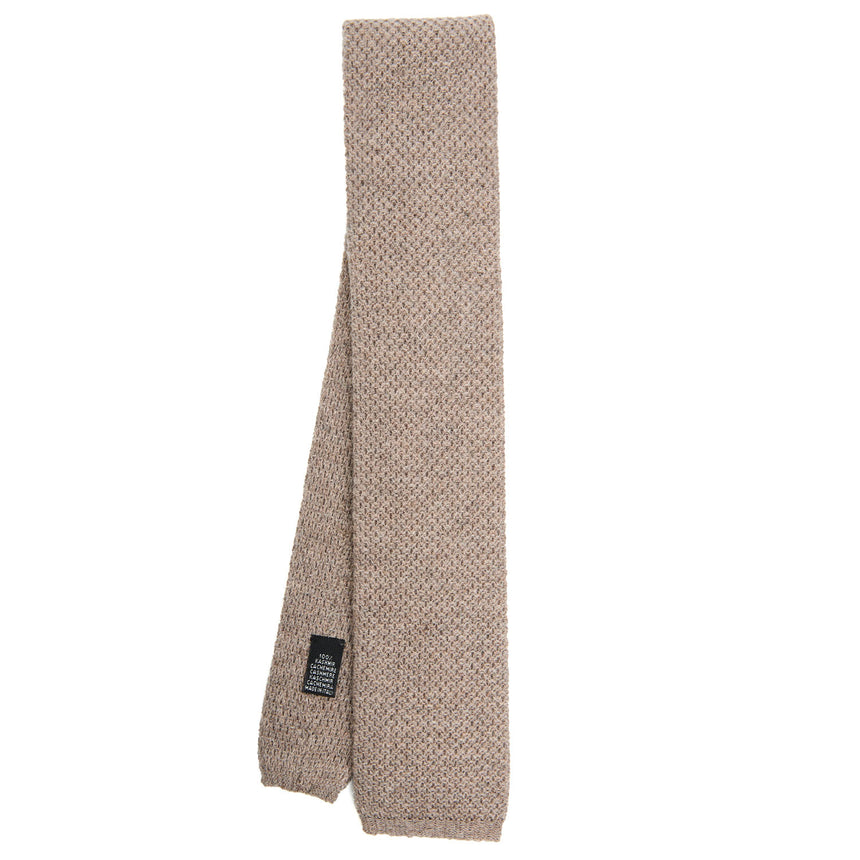 BEIGE CASHMERE KNITTED TIE