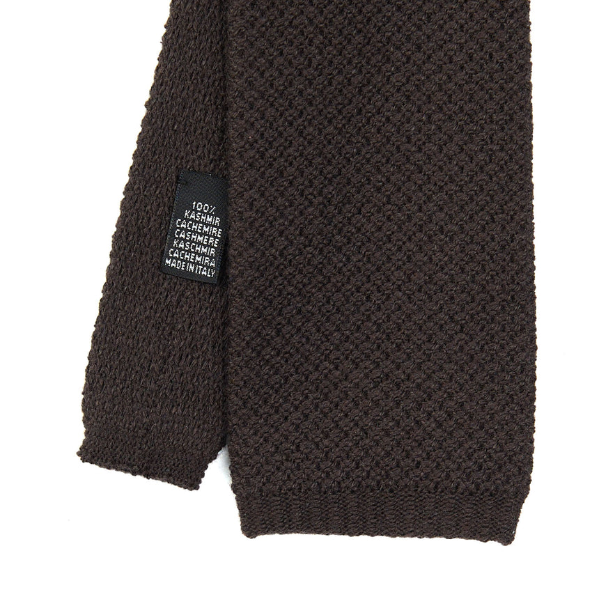 DARK BROWN CASHMERE KNITTED TIE