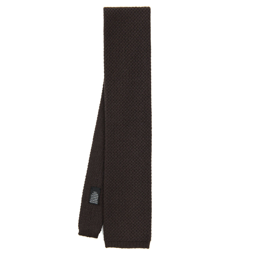 DARK BROWN CASHMERE KNITTED TIE
