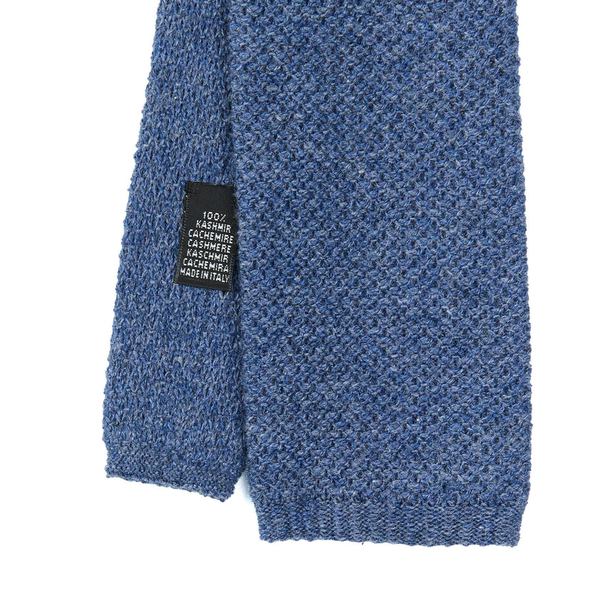 BLUE CASHMERE KNITTED TIE