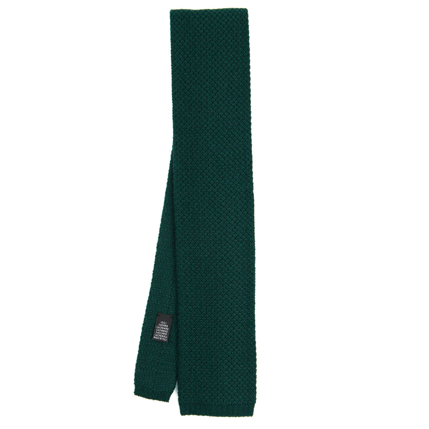 DARK GREEN CASHMERE KNITTED TIE