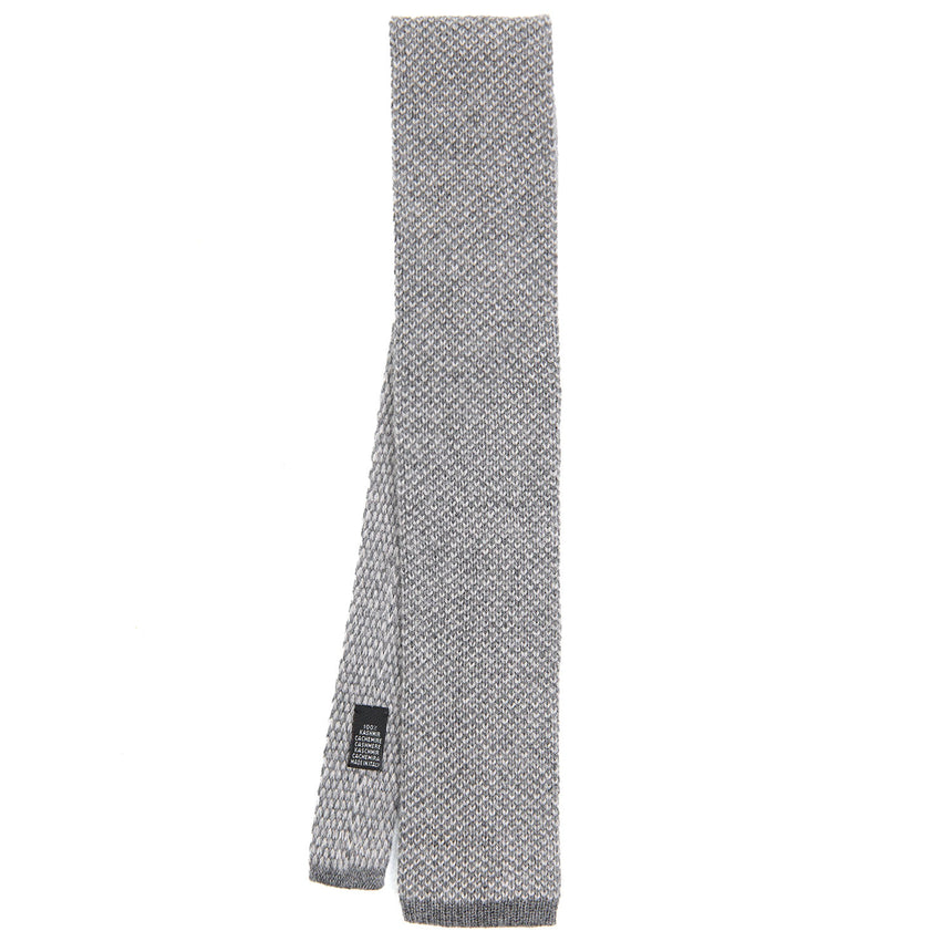 LIGHT GREY CASHMERE KNITTED TIE