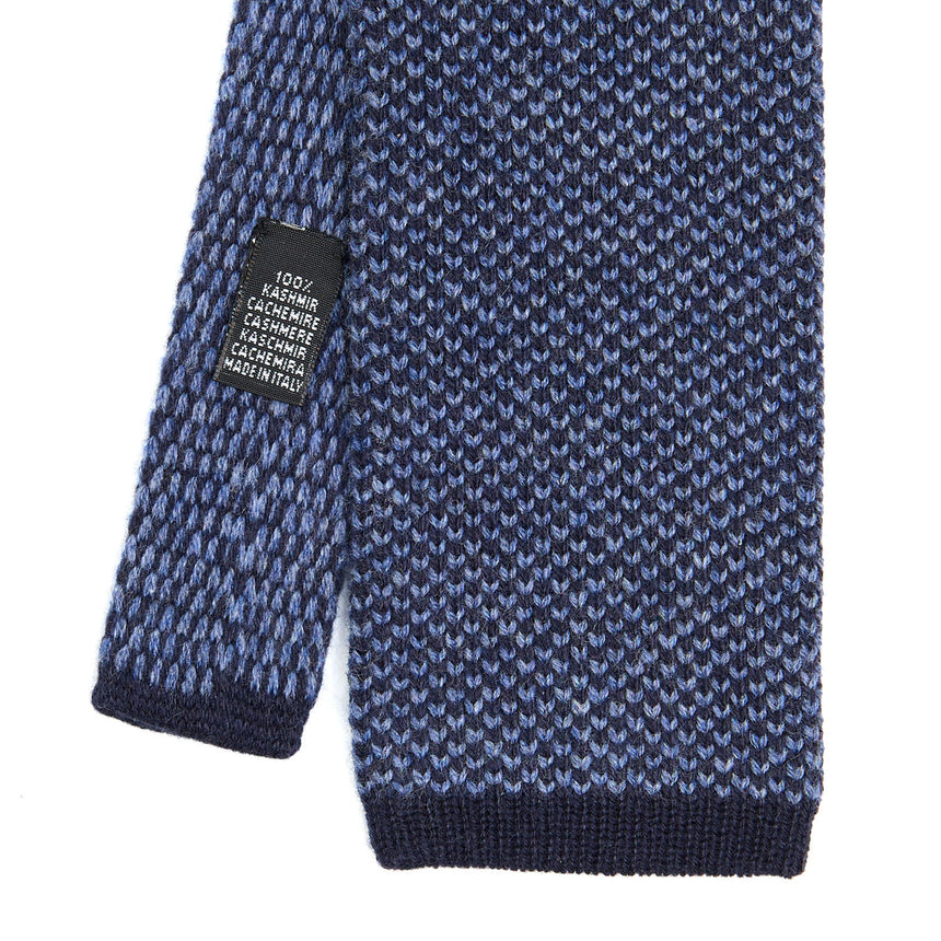 DARK BLUE CASHMERE KNITTED TIE