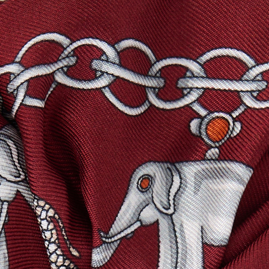 BURGUNDY PRINTED SILK SCRUNCHIE