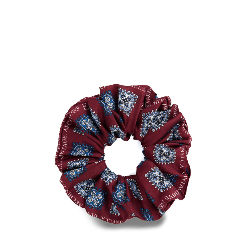 ELASTICO PER CAPELLI IN SETA STAMPATA BORDEAUX