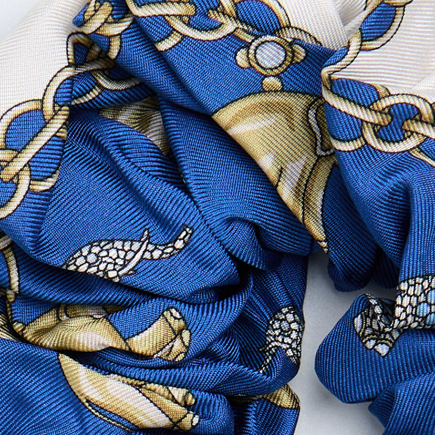 BLUE SILK SCRUNCHIE