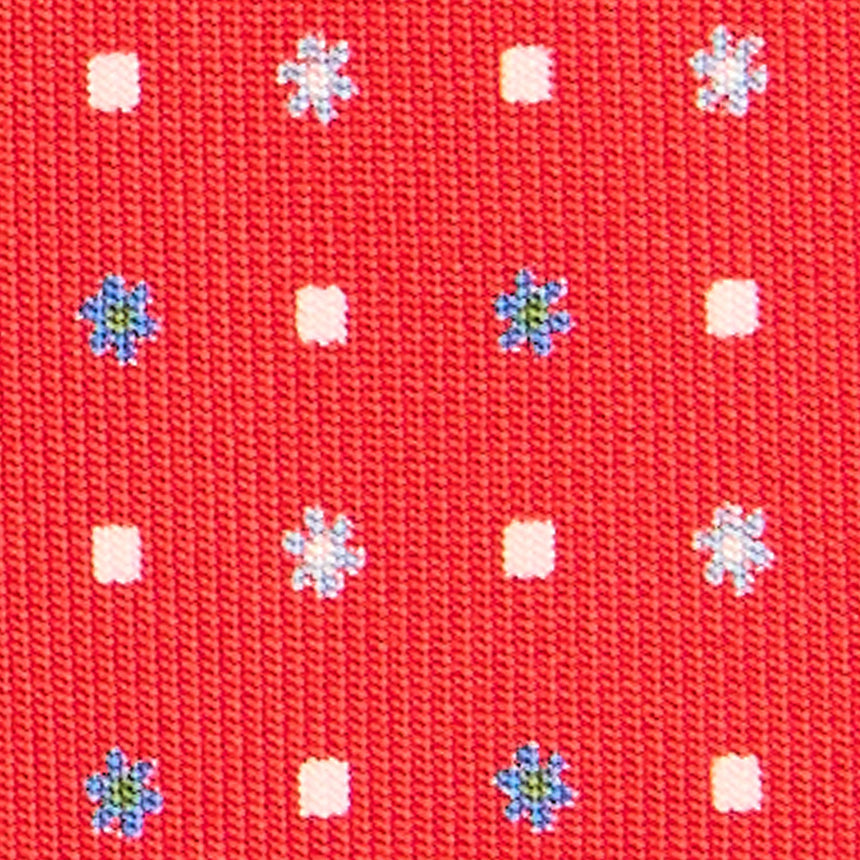 RED EXTRA LONG PRINTED SILK TIE