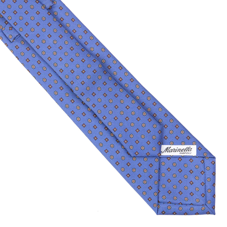 CRAVATTA EXTRA LONG IN SETA STAMPATA AZZURRO POLVERE