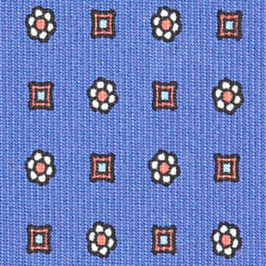CRAVATTA EXTRA LONG IN SETA STAMPATA AZZURRO POLVERE